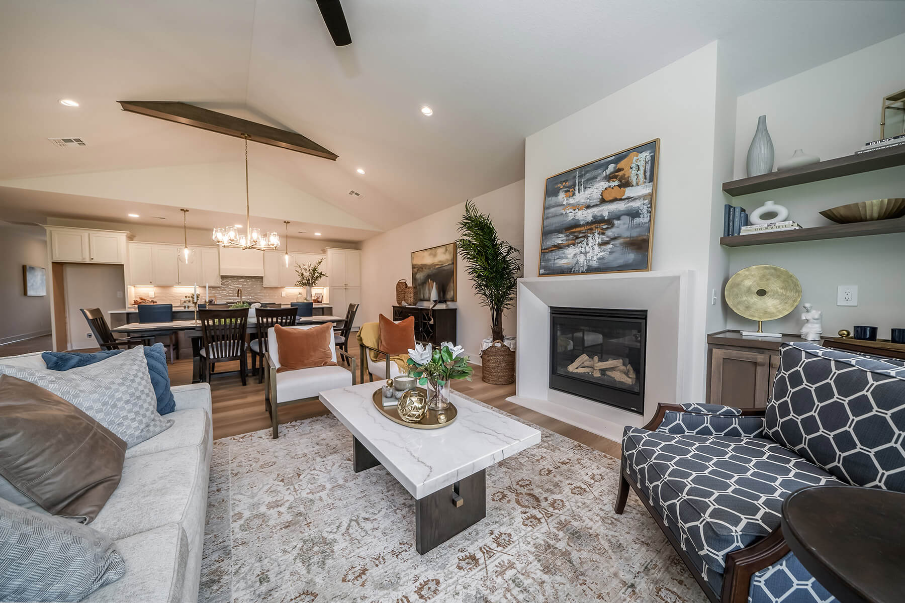 View from living room into kitchen.